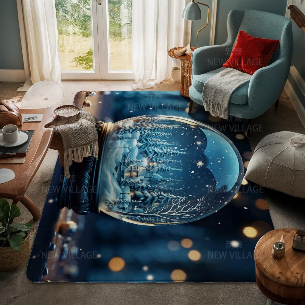 House Entrance Carpet Home Door Mat Living Room Bath Foot Bathroom Non-slip Water Absorption Rugs Bath Merry Christmas Winter