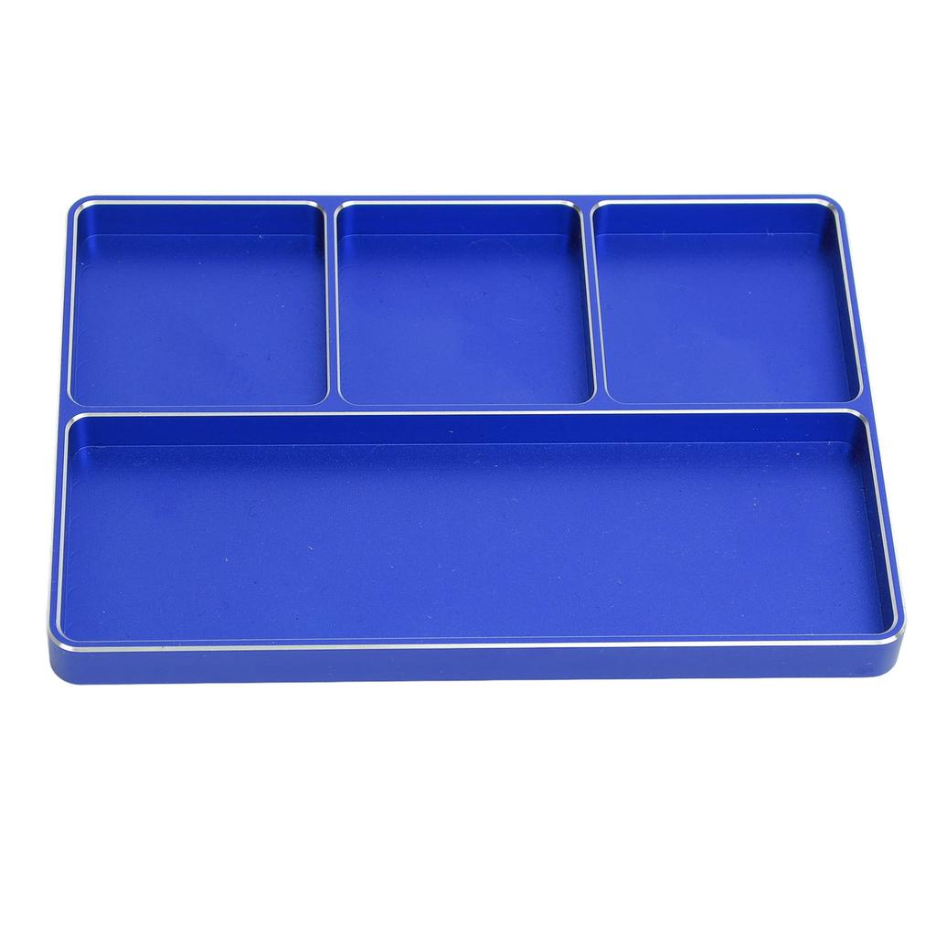 RC Repair Screw Tray 4 Grids Aluminum Alloy Screw Tray with Magnetic Pad for 1/10 1/8 RC Car RC Airplanes