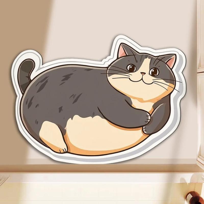 Floor Mat Non-Slip Backing Cat Design Easy Maintenance Versatile Rug Living Room Bathroom Kitchen Home Decor