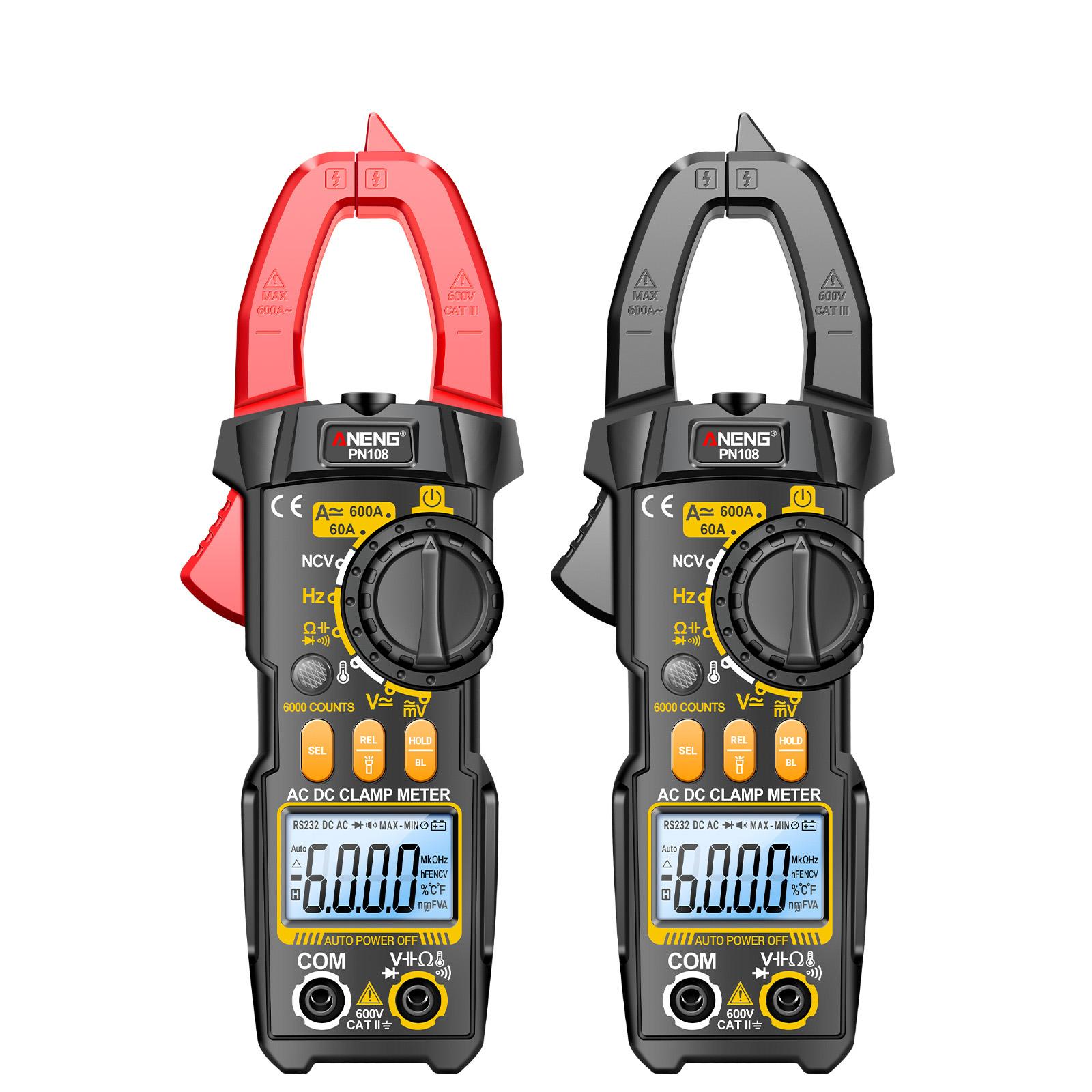 

Цифрові кліщі ANENG PN108, тестер напруги, струму, професійний мультиметр на 6000 відліків з РК-дисплеєм чорний