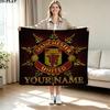 1PC Manchester United F Custom Name Patterned Flannel Blanket Suitable For All Seasons for Home Decor Warmth and Comfort Gifts Holiday Present