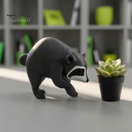 Quirky Table Decorations 3D Printed Racoon Figurine, Cute Raccoon Statue, Funny Desk Buddy, Animal Statue Small Collectible Figure for Home