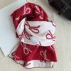 Two-sided Imitation Wool Scarf Lightweight Winter Shawl Trendy Bow Scarf  Gift