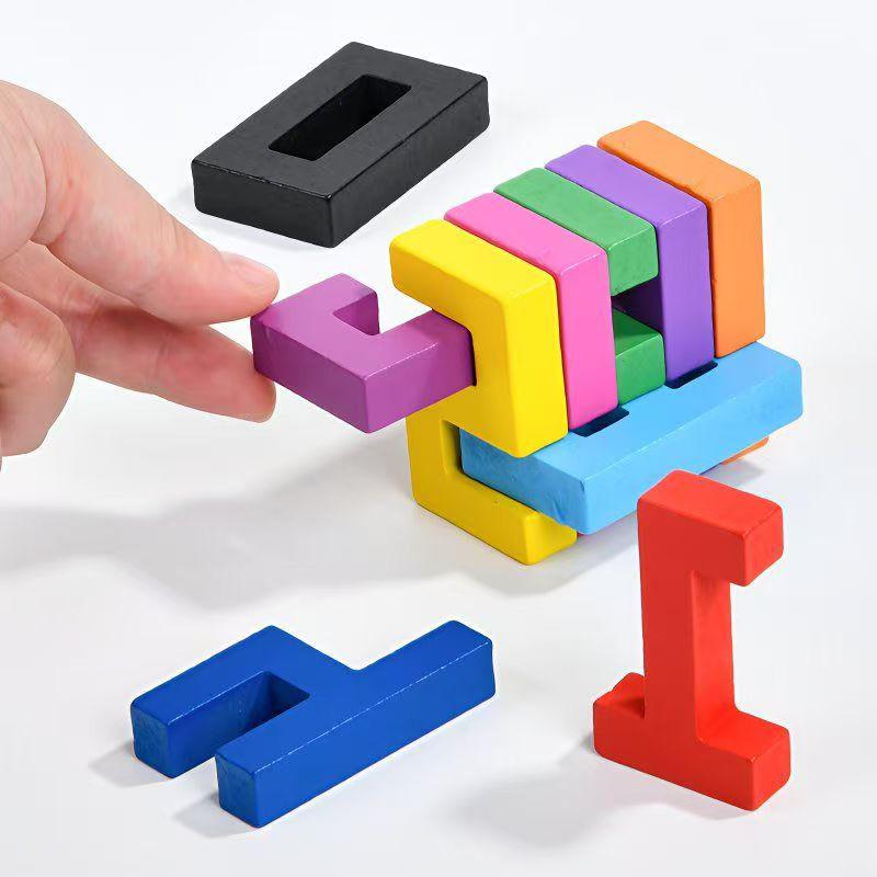 Wooden Number Building Blocks Math Logic Cube Brain Teaser Magic Puzzle Box Mind Games IQ Test for Kids Educational Gifts