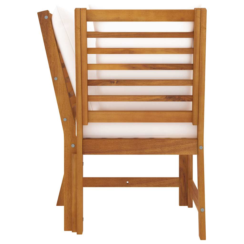 Modular Corner Sofa with Cream Colored Cushions Solid Acacia Wood