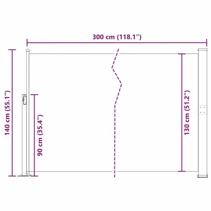 VidaXL Auvent latéral rétractable 140 x 300 cm Blanc cassé