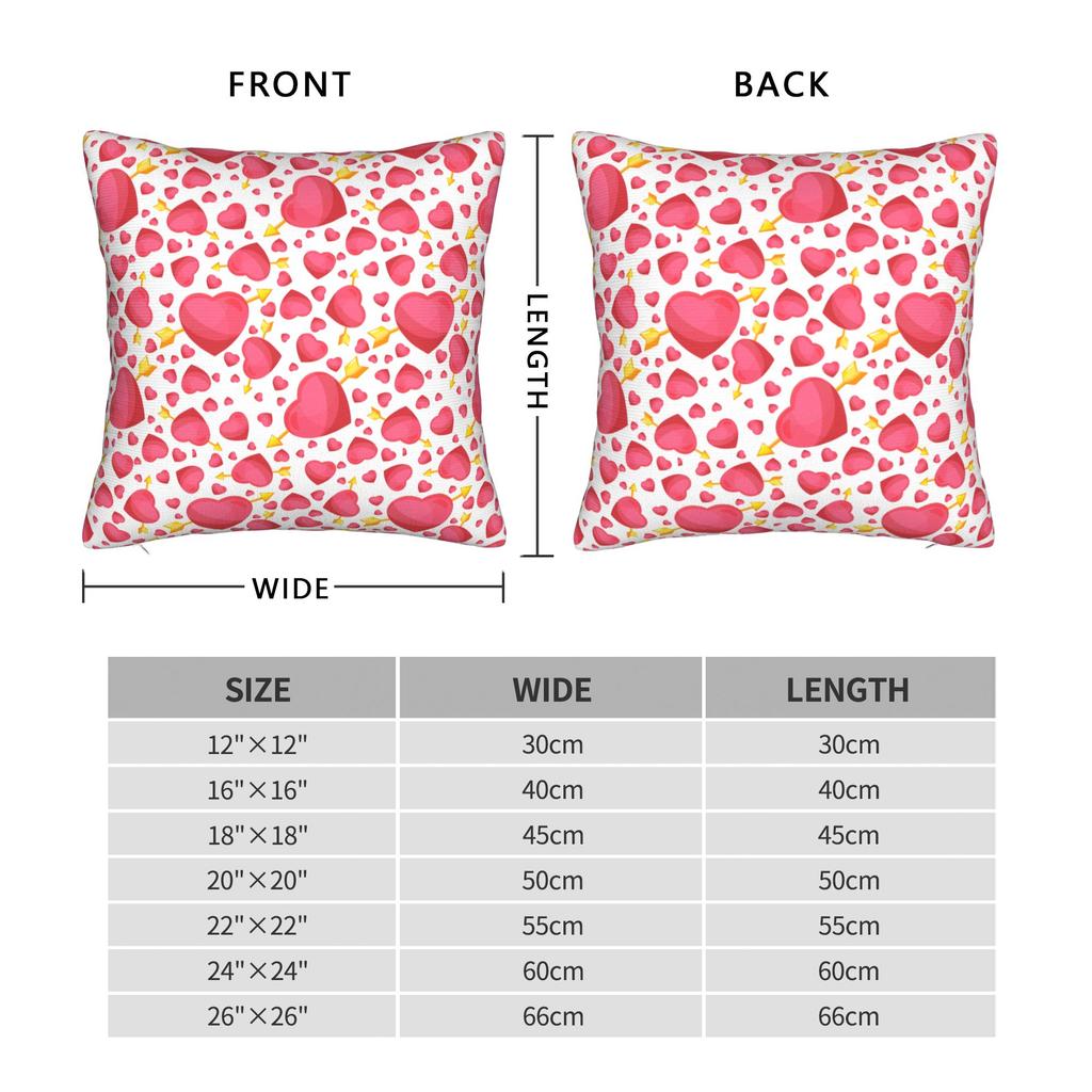 Romantic Hearts And Arrows Seamless Pillow Cover Soft Cushion Cover Novelty Pillow Case For Sofa Couch Bed Living Room