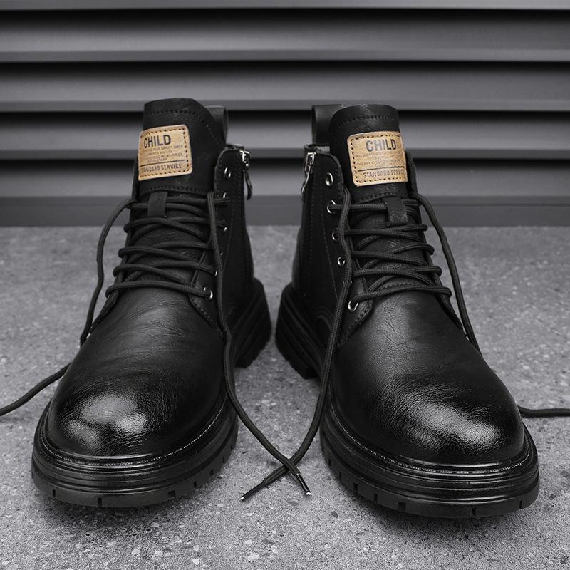 Men's Winter British-Style Velvet High-Top Retro Work Boots – Youth Casual Fashion Lace-Up Martin Boots