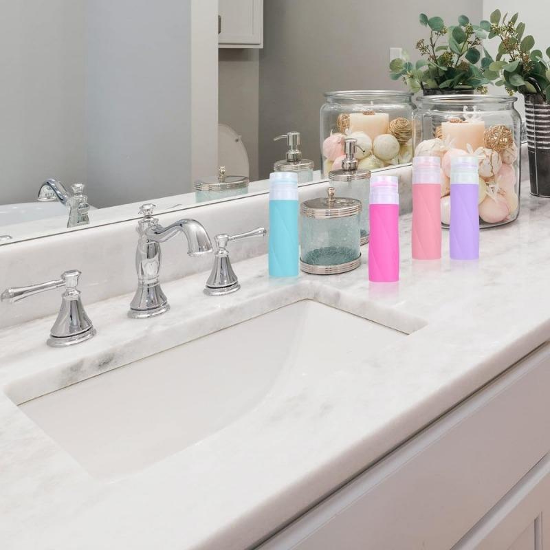 Silikonowe butelki podróżne na kosmetyki Butelki podróżne Szczelne butelki na szampon podróżny Butelki podróżne 3 uncje Płynne akcesoria podróżne do napełniania