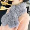 Thickened version of soft waxy wool scarf, female Korean version of solid color versatile cross short imitation Rex rabbit scarf, autumn