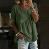 Women's Loose Fit Round Neck Short Sleeve Gathered T-Shirt Casual Summer Top