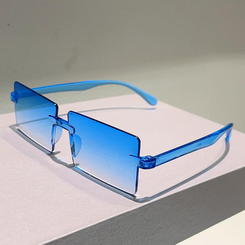 Rimless Rectangle Sunglasses Men New Fashion Gradient Outdoor Shades Women Trendy Simple Beach Vacation Decor Sun Glasses