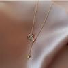 New Fashion Elegant Black Camellia Necklace for Women Girls Korean Sweet Flower Necklace Party Zircon Accessories