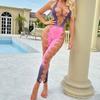 Sexy Colored Gradient Style Bodysuit Women Sexy Lingerie Erotic Fishnet Bodystockings Lace Underwear Porn Outfit Club Dess