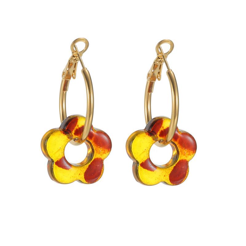 Macaron Color Flower Tassel Earrings, 18K Gold-Plated, Light Luxury Versatile, Niche High-End.