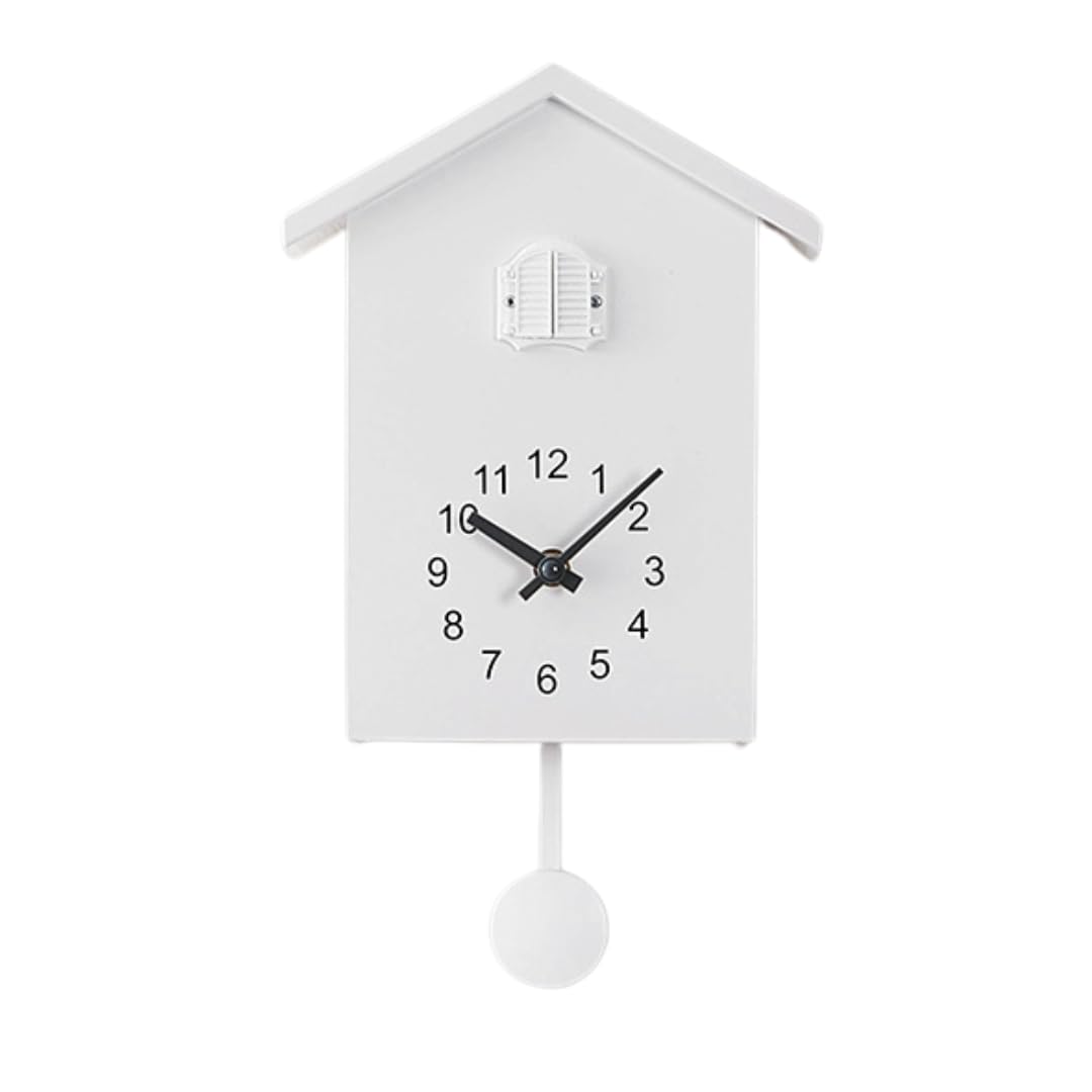Asdays Cuckoo Clock Wall Clock 2-Way Cute Pendulum Clock Analog Table Clock Rhythm (White)