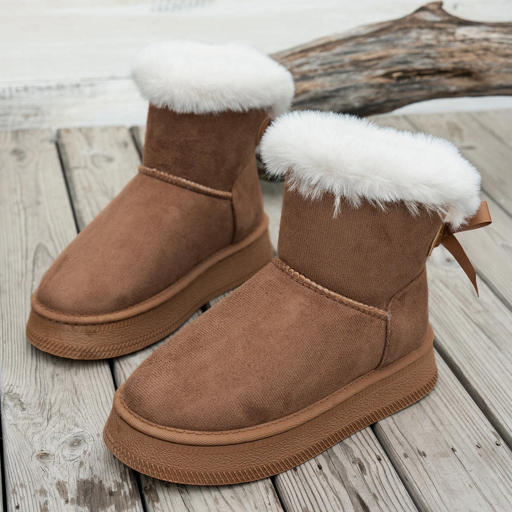 Fashion 2025 New Fashion Boots Women Casual Outdoor Winter Warm Ankle Length Comfortable Snow Shoes Women Bow Tie Female Boots Ladies