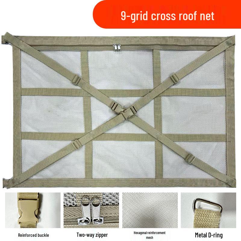 Roof Cargo Suitcase & Travel Clothesline with Mesh Pocket for Outdoor and Off-road Tours