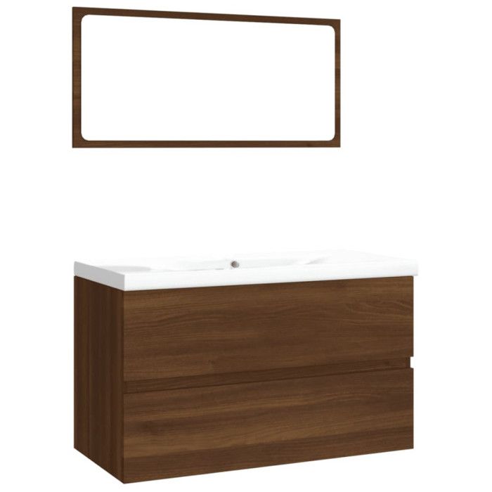 VidaXL Bathroom Furniture Under Sink Cabinet Mirror Vanity Cabinet Storage Cabinet Interior Oak Brown Wood 3120350