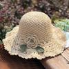 New French Floral Bow Straw Hat Women's Summer Seaside Beach Vacation Big Eaves Sunshade Sun Hat