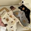 Ladies Spring New Cute and Versatile Cartoon Bear Rolled Edge Loose Mouth In The Tube Socks