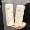 Einfache Süße Katze Thermos-Wasserflasche mit Strohhalm Tragbarer Edelstahl-Thermosbecher Für Mädchen Kinder Schüler Auslaufsicheres Trinkgeschirr