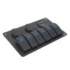 20A 6 Gang Rocker Switch Panel 12V 24V Blue Light Waterproof for Boats Ships Cockpits SUV Trucks
