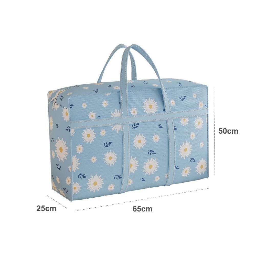 Daisy Print Nonwoven Storage Bags Hand Carry Foldable Organizers Home Moving Luggage Closet Storage Solutions Reusable Collapsible Laundry Containers