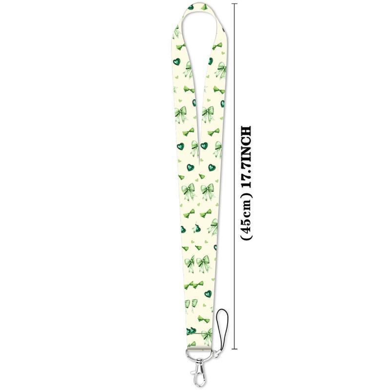 Cute Bow Pattern Lanyard with Clear ID Badge Holder Detachable Durable Strap for Outdoor Activity Pass Office Work Use