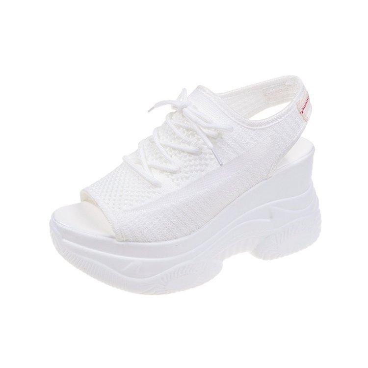 New Style of Women's Sandals with Wedge Heels Thick-soled Breathable Fish-shaped Toe Caps and Casual Sports Shoes