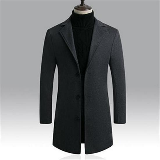 

Мужской шерстяной тренч облегающего кроя - коллекция осень/зима 2021 г. 2XL темно-серого