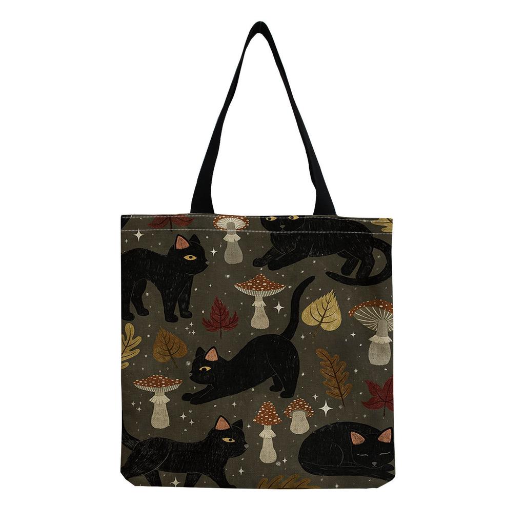 Women Vintage Linen Tote Bag - Large Capacity Print Shoulder Handbag for Casual & Grocery Shopping KTB