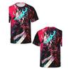 Men's 3D Printed Street Style T-shirt, Featuring a Dynamic Skull Warrior Anime Design.