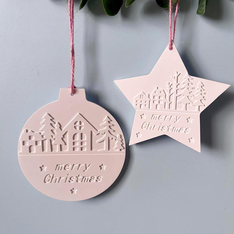 1Pc Xmas Tree Xmas Gift Casting Heart Pendant Casting Mold Silicone Moulds DIY Christmas Pendant Plaster Moulds Star