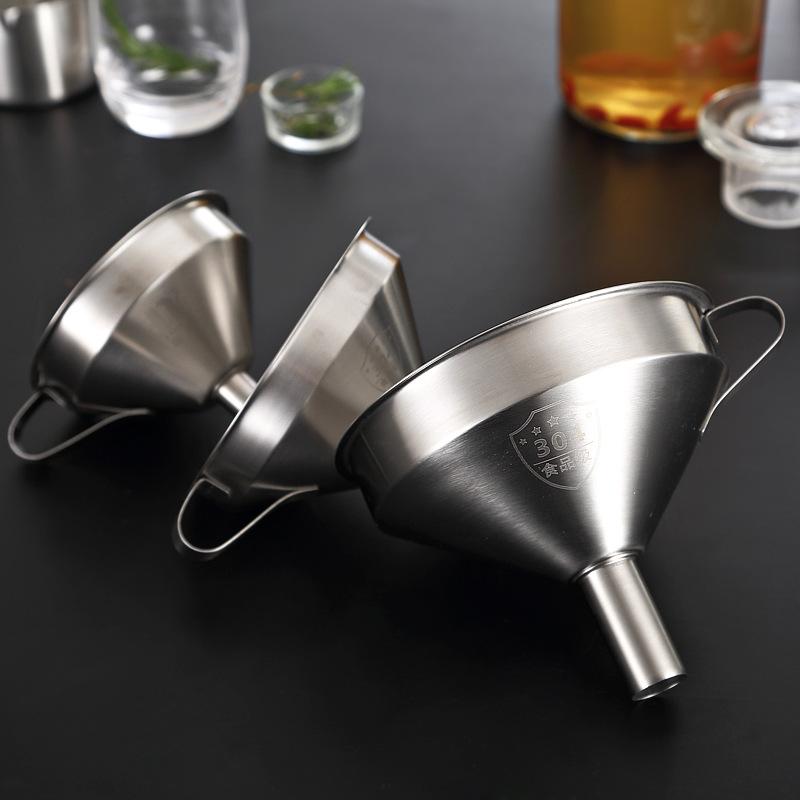 304 Stainless Steel Funnel with Slag Filter Detachable Kitchens Accessories Oil Wine Sub-funnel Mesh Colander Cooking Tools