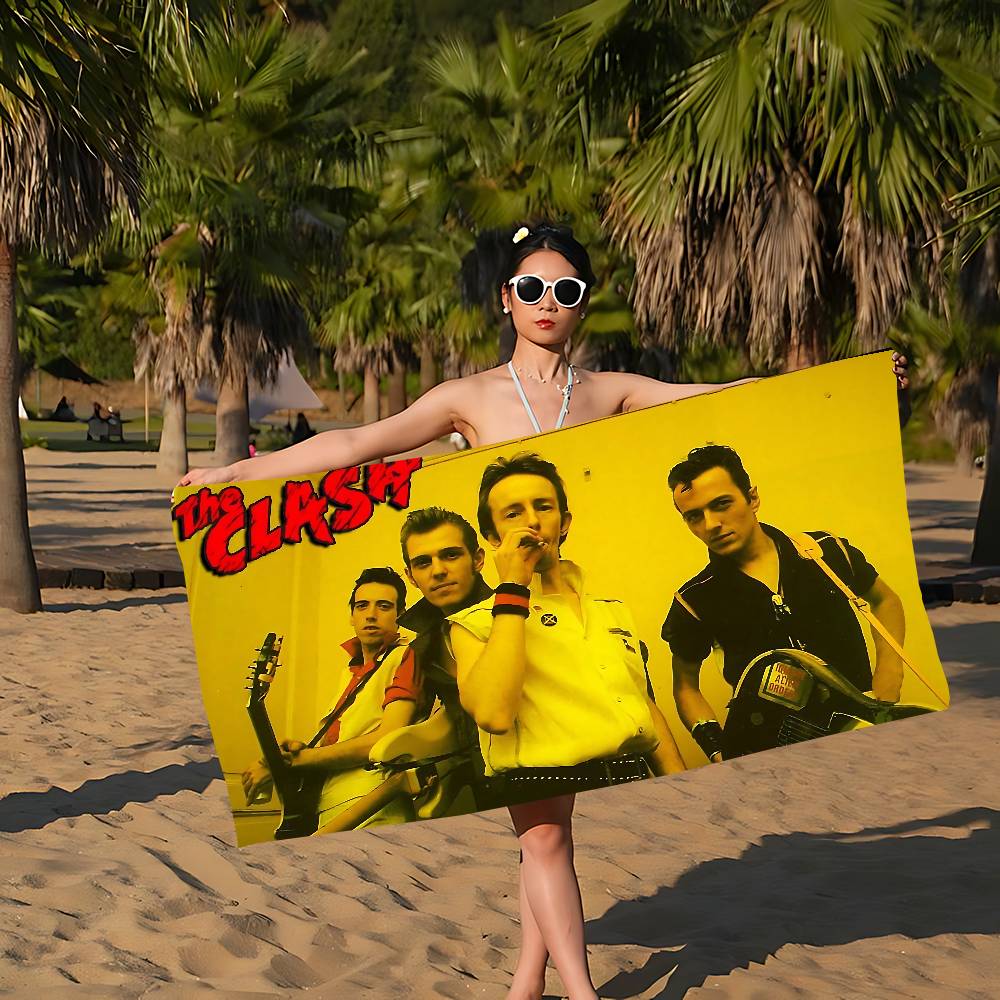 The C-Clash Band Bath Towel Microfiber Soft Water Absorbing Breathable For Girl Kids Decorative Cartoon Beach Towel