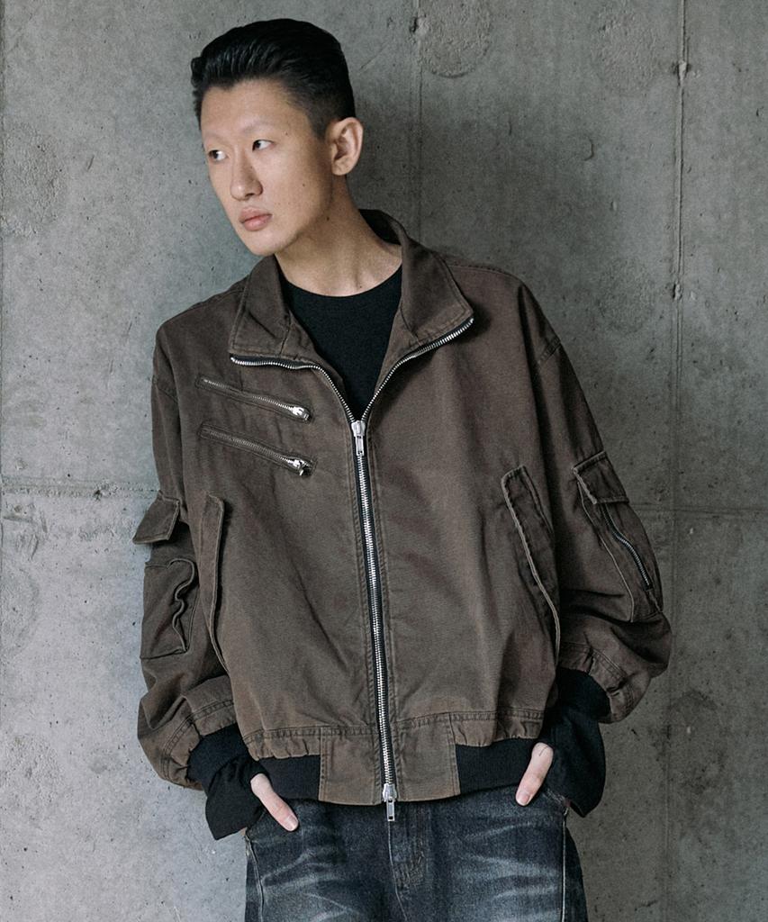 P.In.O High-Neck Flight Jacket - Brown