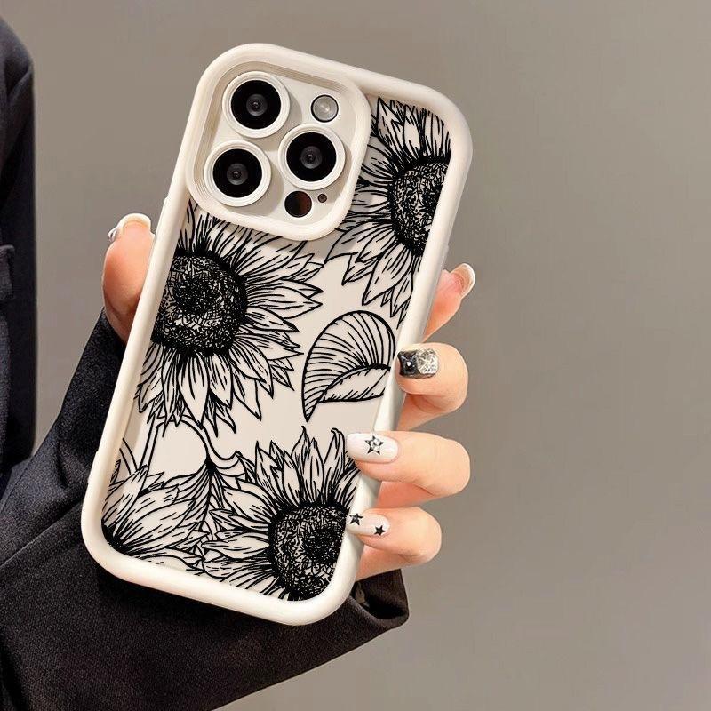Line Sunflower for iPhone16 ProMax Case 14 Apple 13 Scrub 12/15 Premium 11