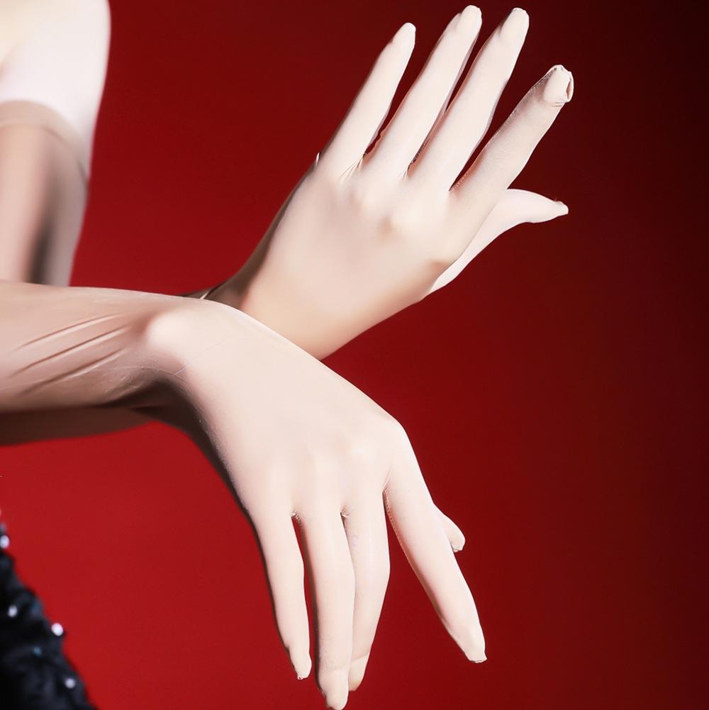 Women'S Five-Finger Glossy Silk Stockings And Gloves, Aurora Hand Stockings, Sexy And Erotic, Horse Oil White Stockings, Black S