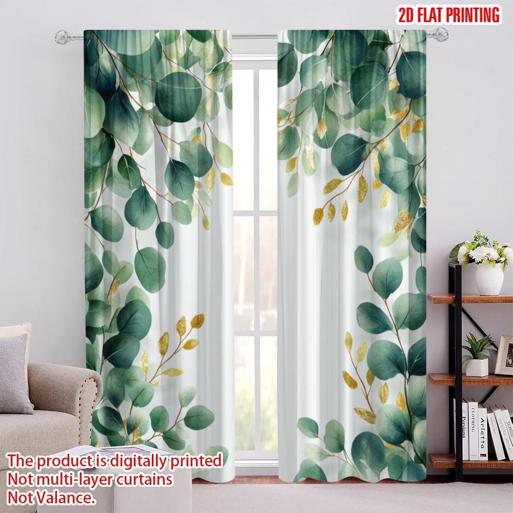 

2pcs,2D plane printing Creative Curtains Eucalyptus Elegance Polyester Woven (without rod) Versatile All Ldeal for Bedroom, 52.50 × 116.00 cm 2 pcs