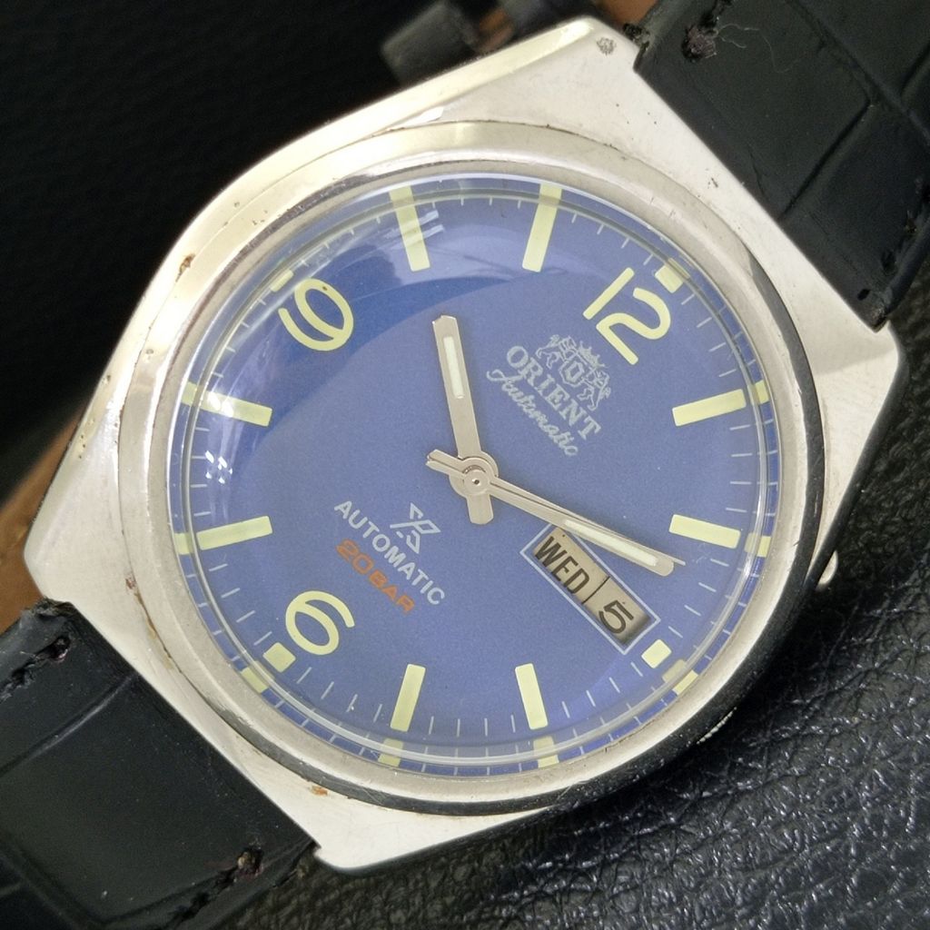 

ВИНТАЖНЫЕ МУЖСКИЕ ЧАСЫ ORIENT AUTOMATIC 46941 ЯПОНИЯ С СИНИМ ЦИФЕРБЛАТОМ a700677-5 R204-a700677