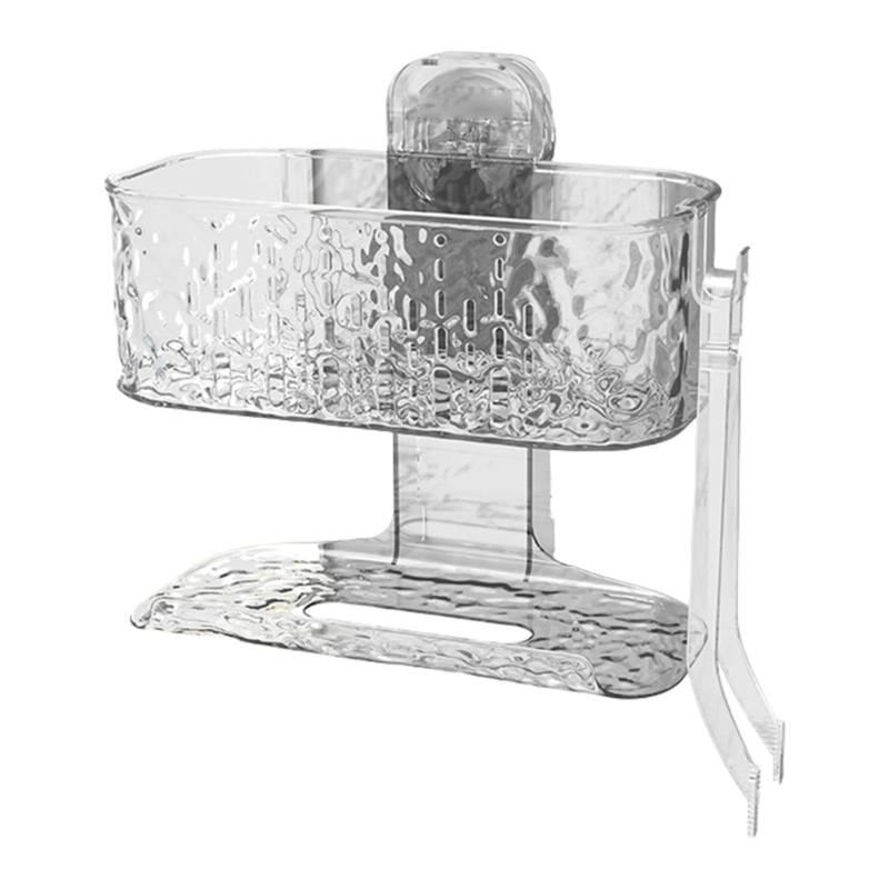 Bathroom Organizers Suction Cup Shelf With Double Layers Ventilated Storage Shelf For Shower Essential And Cosmetics