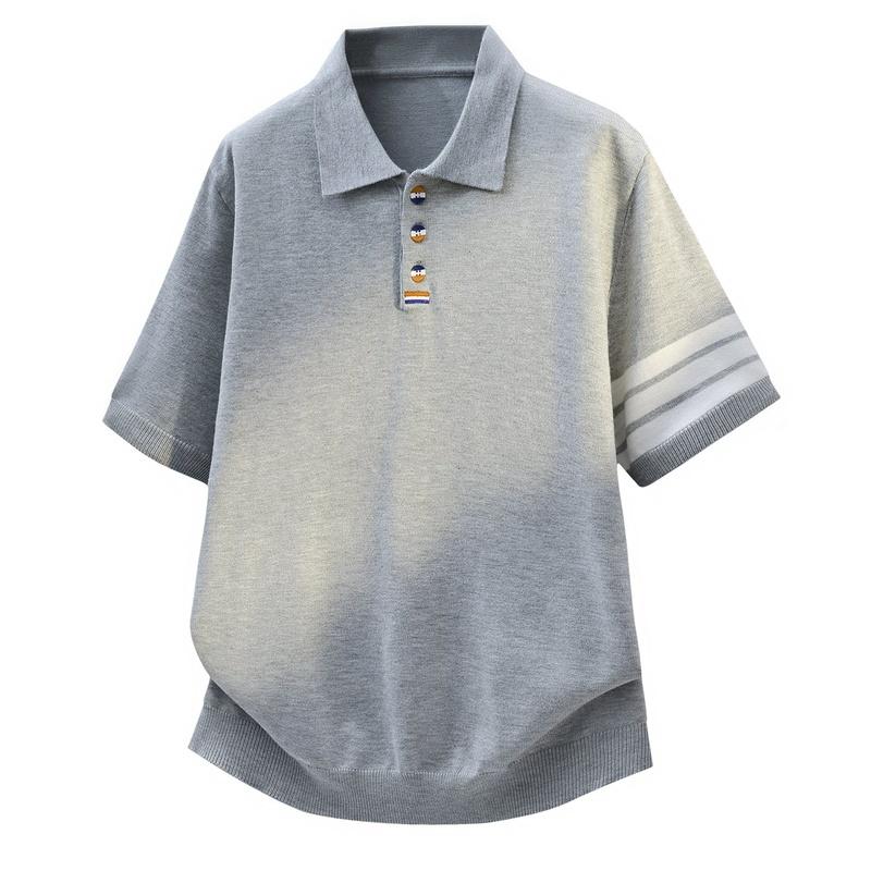 

Свитер с коротким рукавом Лацканы Рубашка-поло 2XL серый