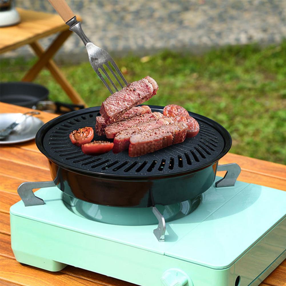 Korean Smokeless Barbecue Grill Pan Gas Home Non-Stick Gas Stove Plate Electric Stove Baking Tray Camping Grilling Accessories