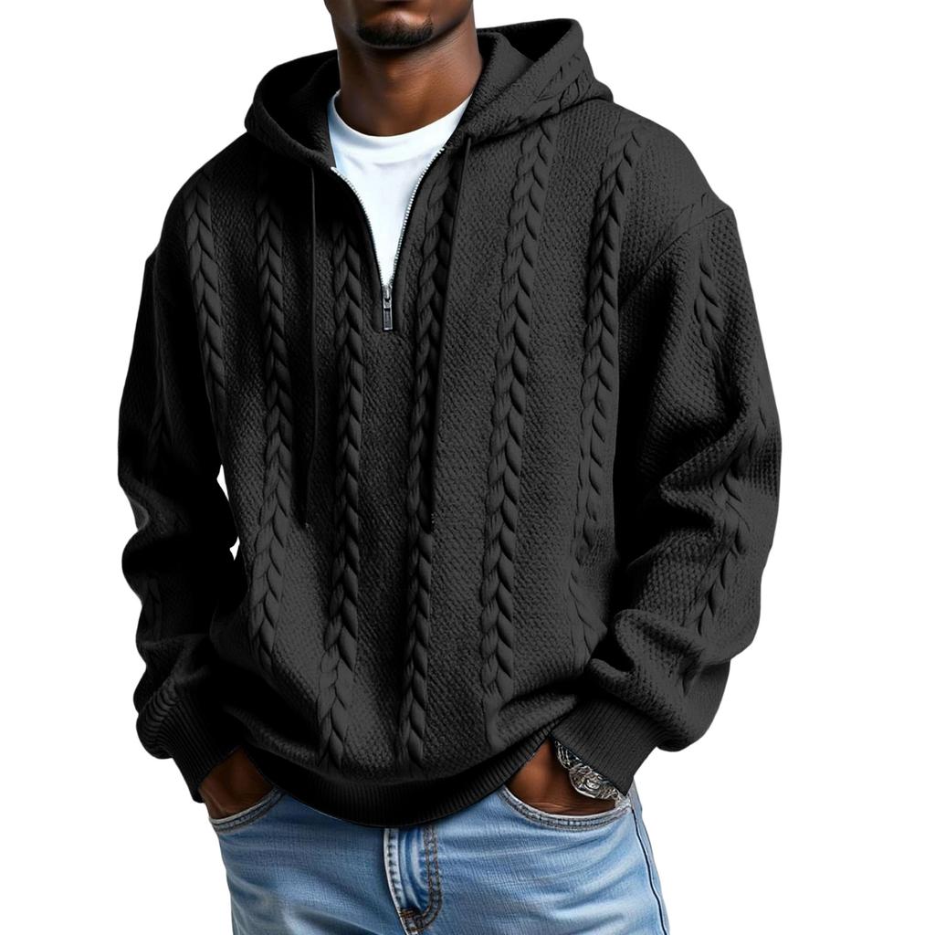 Men's Long Sleeves Leisure Sports Half Zipper Hooded Hood Hoodie