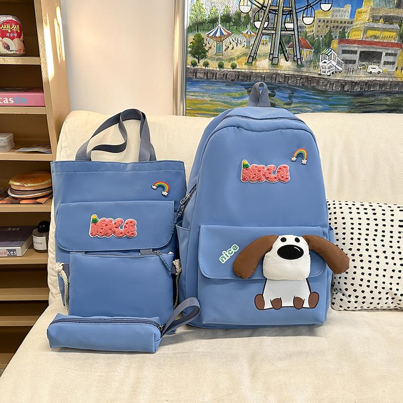 Four-Piece Backpack Set Dog Pattern Large Capacity Senior High School Student School Bag Multi-Functional Backpack