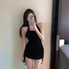 Pure Desire Style Retro Spice Girl Drawstring Hanging Neck Suspender Dress Women's Summer Thin Sexy Dancing Hip Wrap Short Skirt Tide