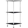 3 Tier Black Glass Display Shelf 30x30x67 Cm