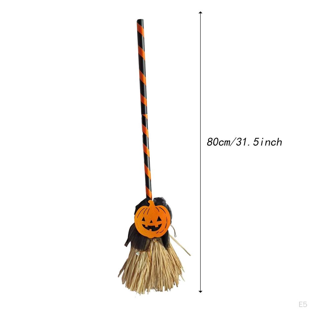 Halloween Witch Broom Cosplay Props 80cm Tall Auto Rotate Decor Flying for Festival