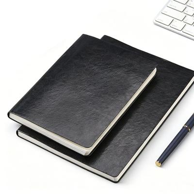 Back-to-School Black PU Leather Notebook, A5/B5 - Ideal for Students, Business & Office